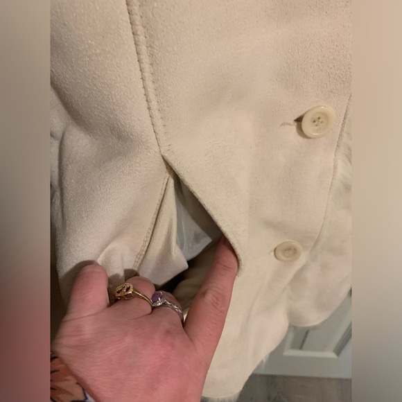 Vintage Mixit Cream Bone Suede Faux Fur Penny Lane Jacket 90s Boho Sz Small - Picture 9 of 13
